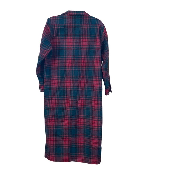 Lands' End Red and Green Plaid Wool Shirt Dress - Picture 2 of 9